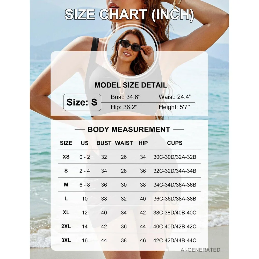Blooming Women's Jelly Bikini Set Swim Skirt High Waisted Tummy Control Bathing